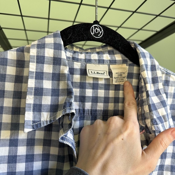 L.L. Bean Blue Checkered Cotton Shirt - Picture 3 of 4